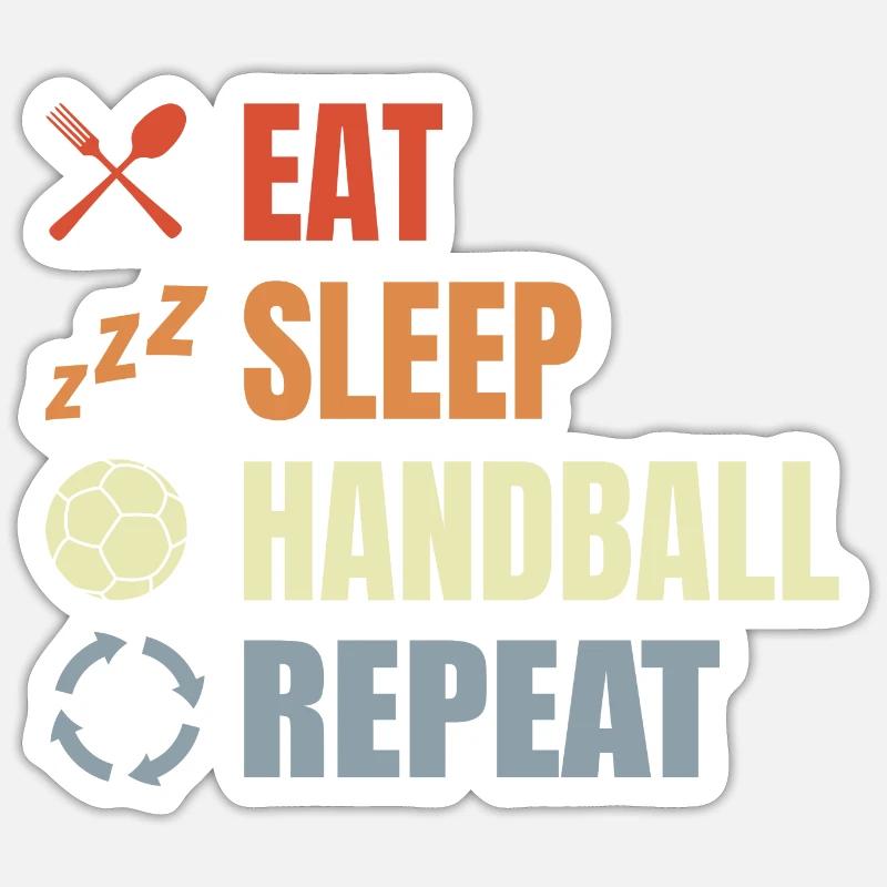 Eat Sleep Handball Repeat - Sticker size S (10 x 10 cm) - white matte