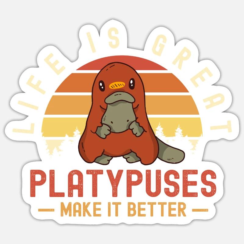 Ornithorynque Schnabeltier - Sticker taille S (10 x 10 cm) - blanc mat