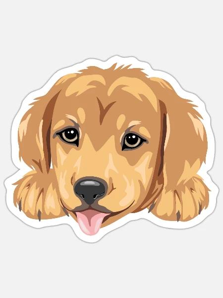 Lächelnder Golden Retriever Welpenkopf - Sticker Größe S (10 x 10 cm) - Mattweiß