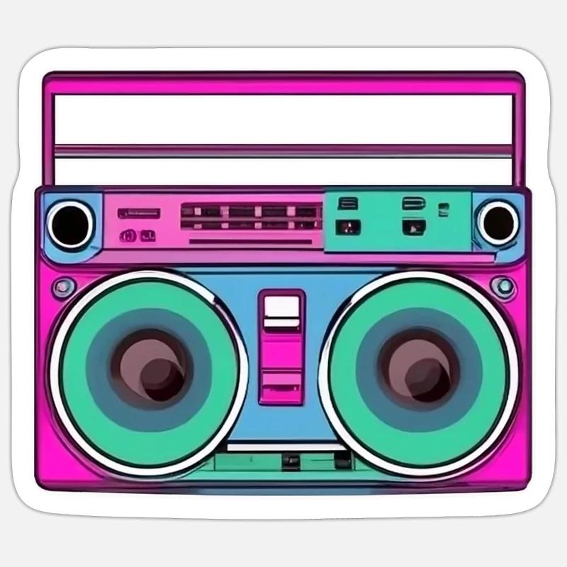 Ghetto-Blaster Fluo - Sticker Größe S (10 x 10 cm) - Mattweiß
