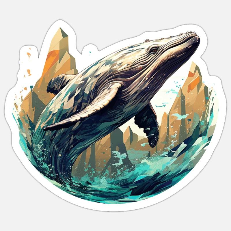 Baleine - élégant, moderne, abstrait - art de baleine - Sticker taille S (10 x 10 cm) - blanc mat