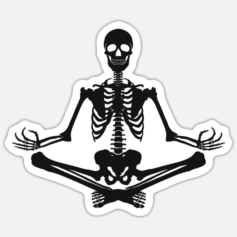 7 Sukhasana oder Vergnügen | Schwarzes Skelett Sticker Größe S (10 x 10 cm)