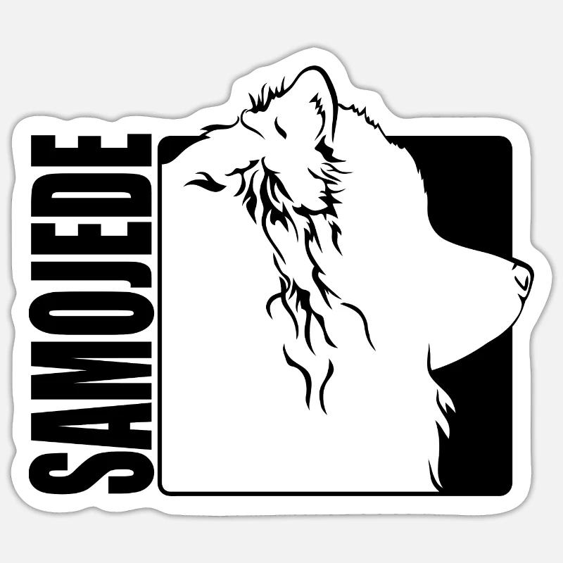 Samoyède Profil Chiens Chiens Wilsigns - Sticker taille S (10 x 10 cm) - blanc mat