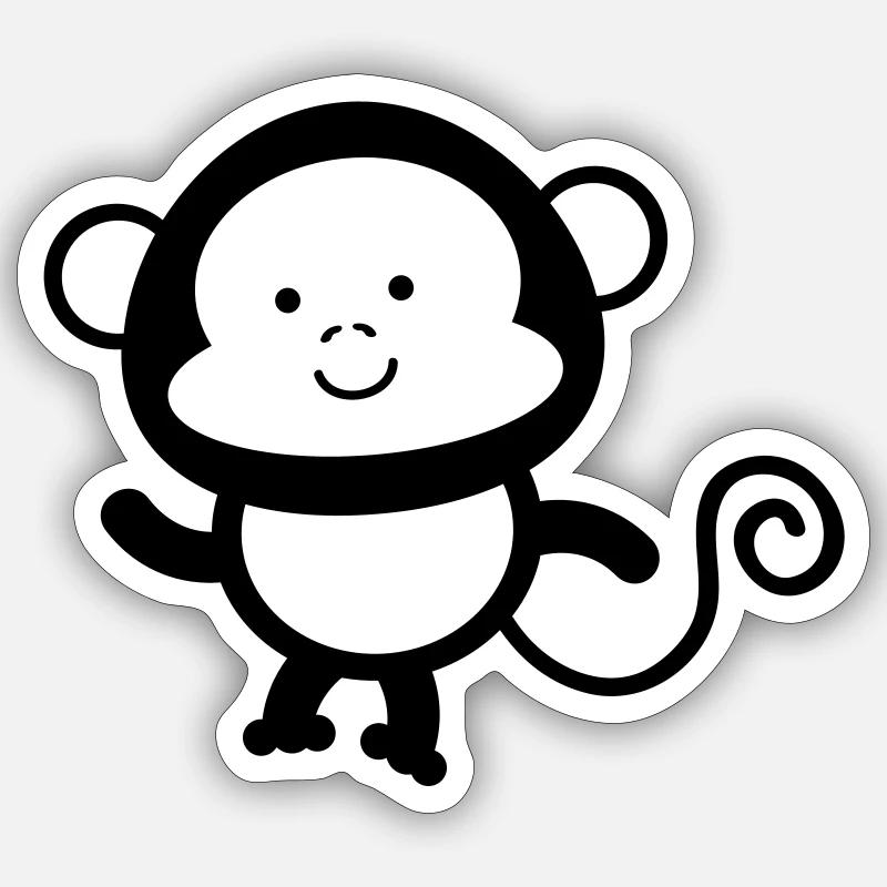 Singe - Sticker taille S (10 x 10 cm) - blanc mat
