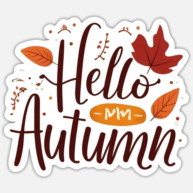 Bonjour Feuilles d’automne - Sticker taille S (10 x 10 cm) - blanc mat