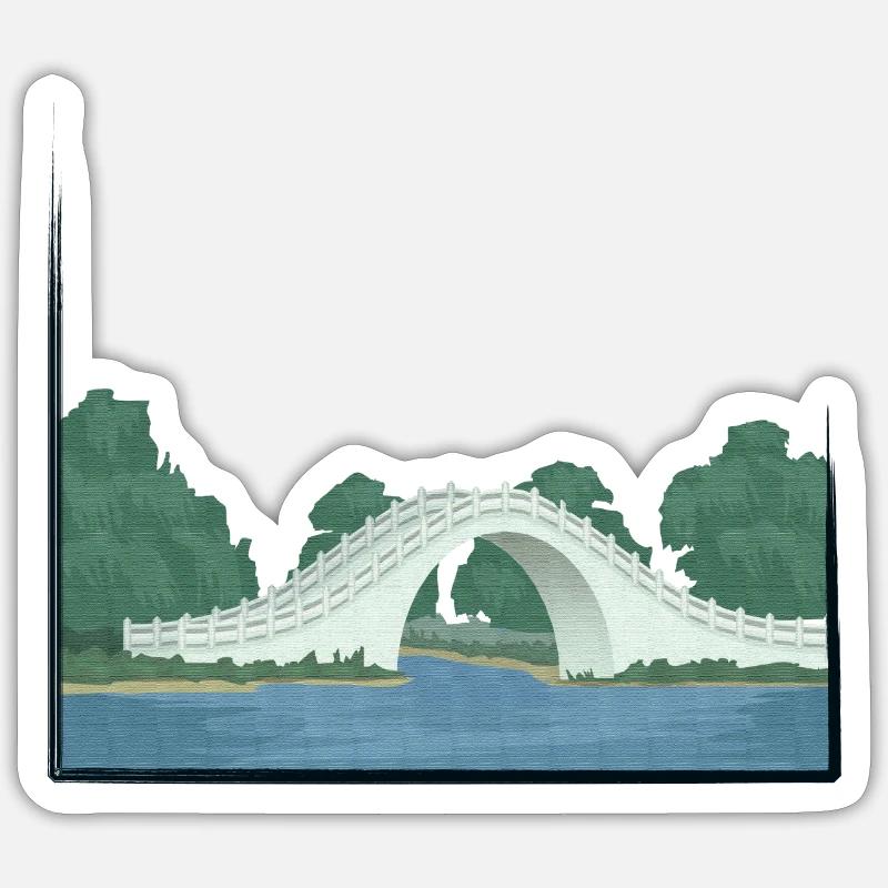 Pont chinois Sticker taille S (10 x 10 cm)