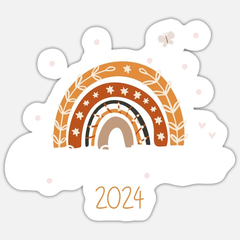 Große Schwester 2024 Herz Regenbogen - Sticker Größe S (10 x 10 cm) - Mattweiß