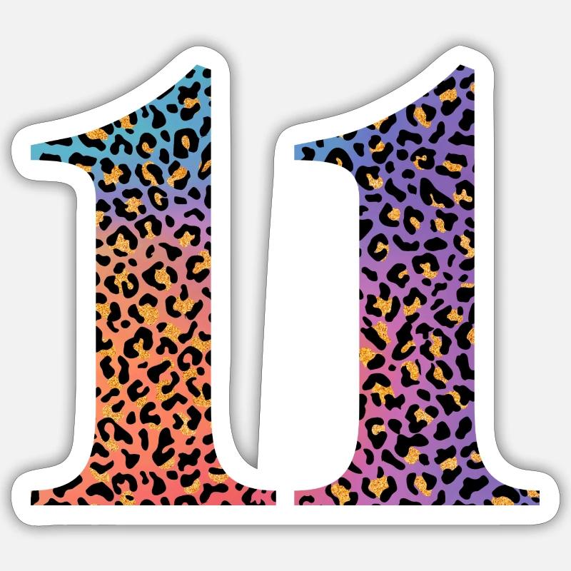 11th Birthday Leopard - Sticker size S (10 x 10 cm) - white matte