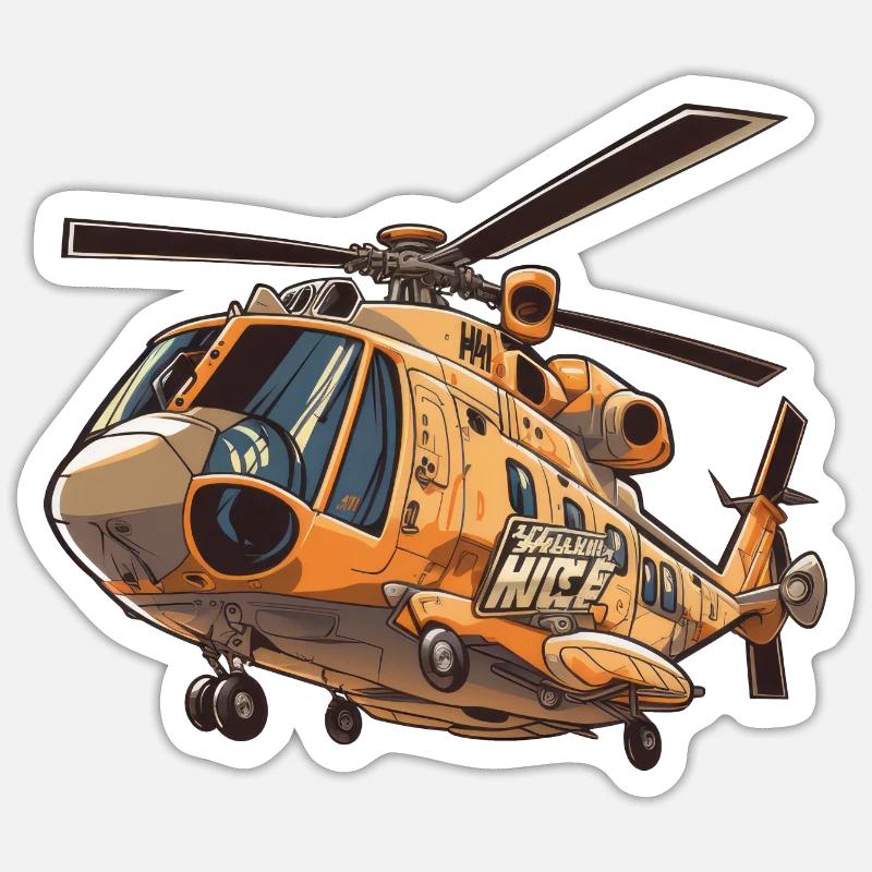 Comic Hubschrauber - Sticker Größe S (10 x 10 cm) - Mattweiß