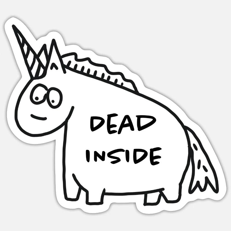 Licorne - Dead Inside Sticker taille S (10 x 10 cm)