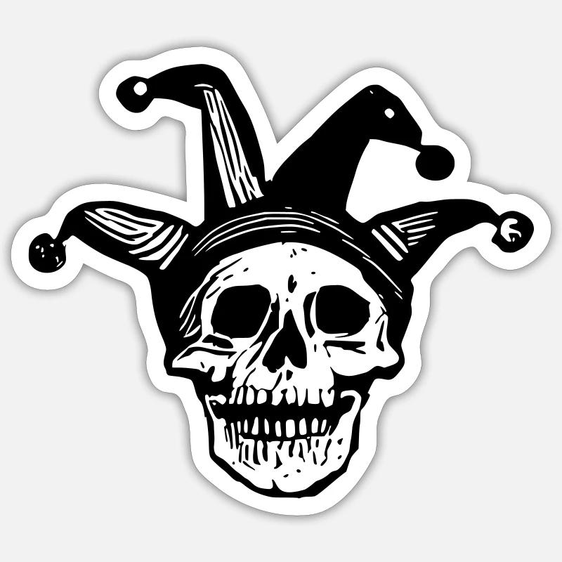 jester skull - Sticker size S (10 x 10 cm) - white matte