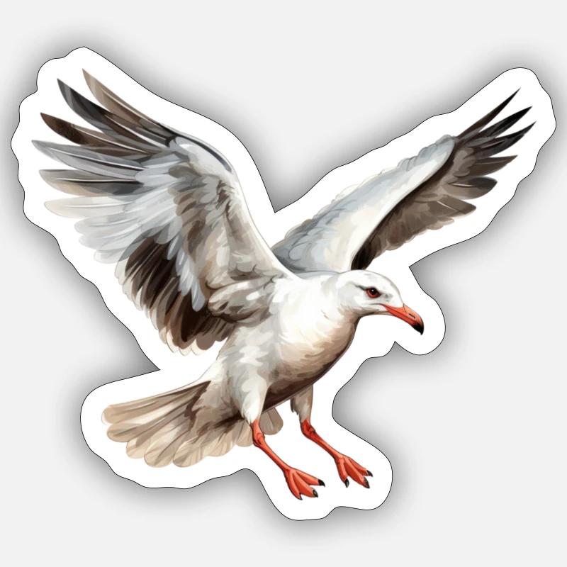 Möwe - Sticker Größe S (10 x 10 cm) - Mattweiß
