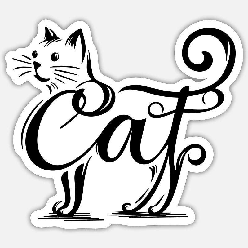 Incrustation Féline - Cat Fusionné - Sticker taille S (10 x 10 cm) - blanc mat