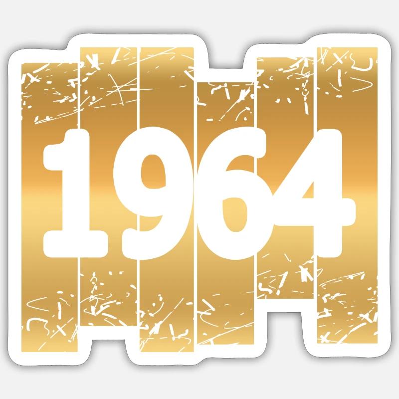 Guld 1964 - Sticker størrelse S (10 x 10 cm) - mat hvid