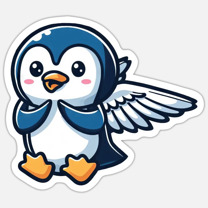Ailes de manchot céleste - Sticker taille S (10 x 10 cm) - blanc mat