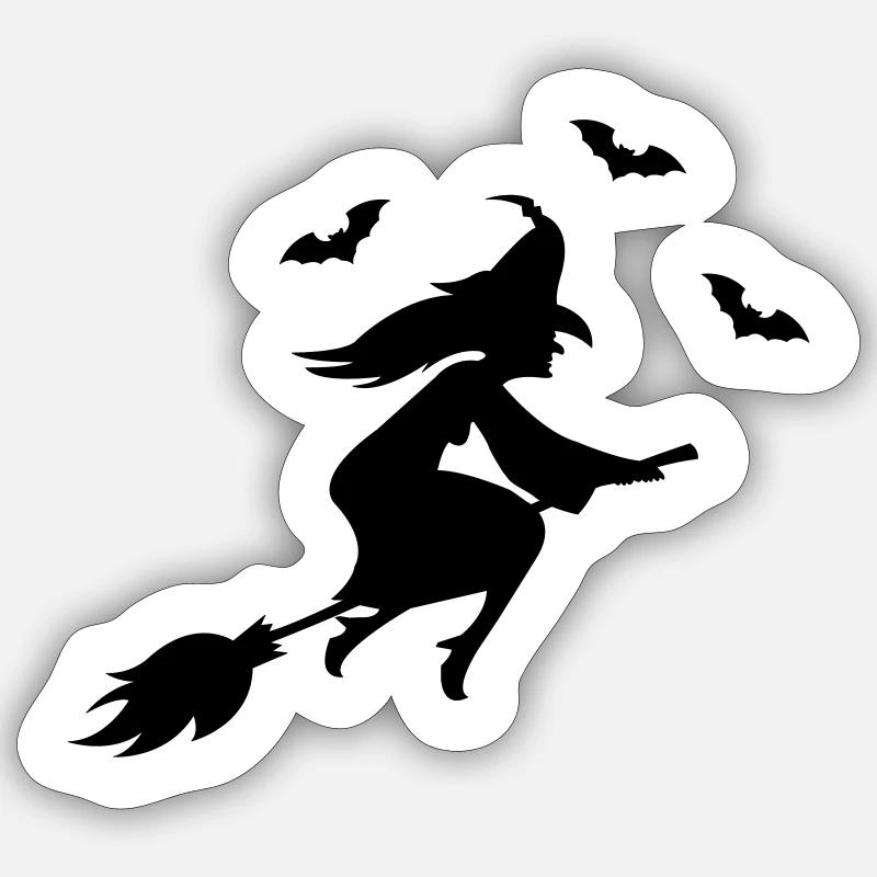 witch - Sticker size S (10 x 10 cm) - white matte