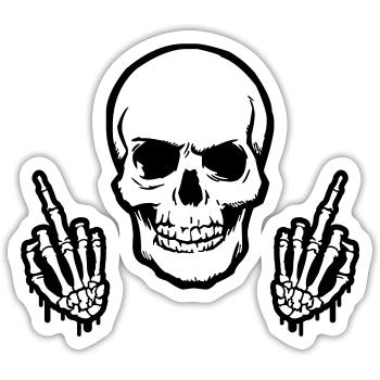 skull middlefinger - Sticker Größe S (10 x 10 cm) - Mattweiß - Vorne