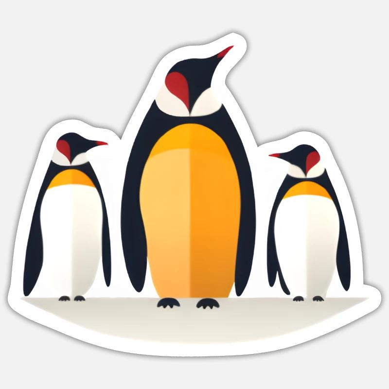 3 Pingouins - Sticker taille S (10 x 10 cm) - blanc mat