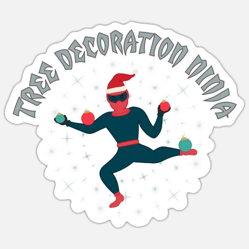Tree Deoration Ninja - Sticker Größe S (10 x 10 cm) - Mattweiß