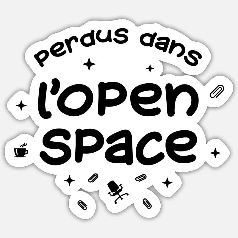 Perdus dans l'open space - Sticker taille S (10 x 10 cm) - blanc mat