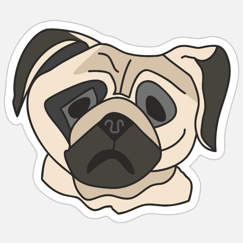 Pug face - Sticker size S (10 x 10 cm) - white matte