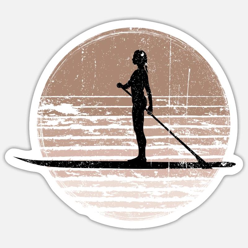 Sunset Paddleboard Silhouette - Sticker size S (10 x 10 cm) - white matte