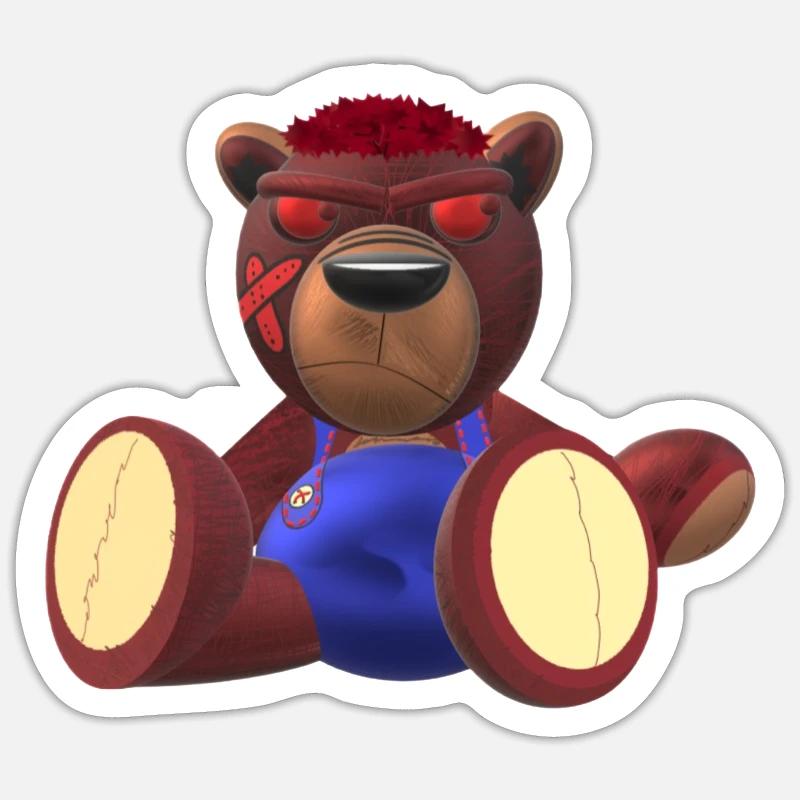 Creepy Teddy Natural - Sticker Größe S (10 x 10 cm) - Mattweiß