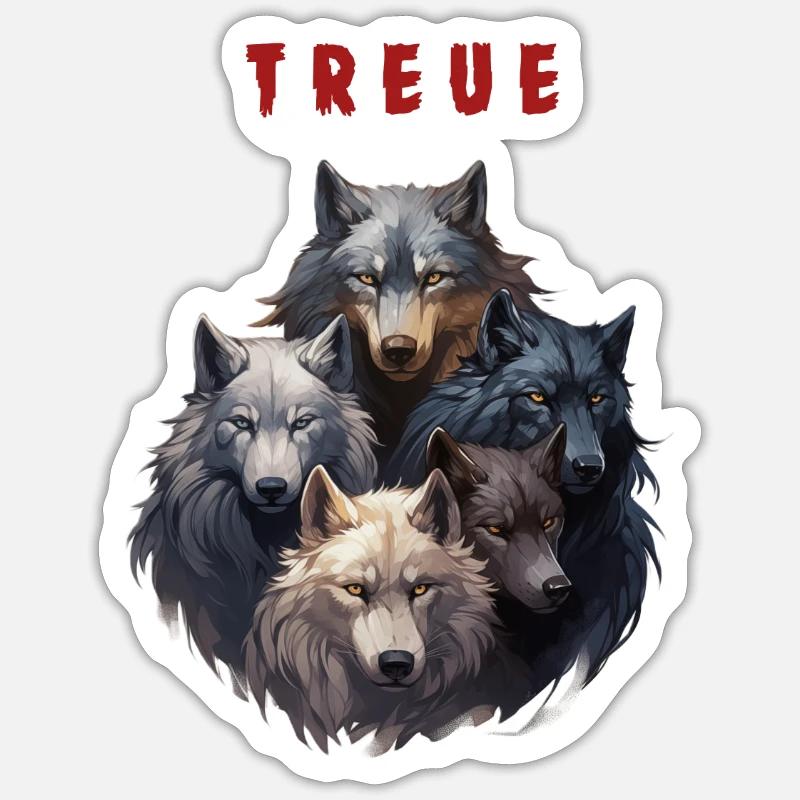Loyaler Wolfsrudel - Sticker Größe S (10 x 10 cm) - Mattweiß