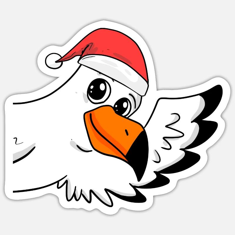 Mouette Noël - Sticker taille S (10 x 10 cm) - blanc mat