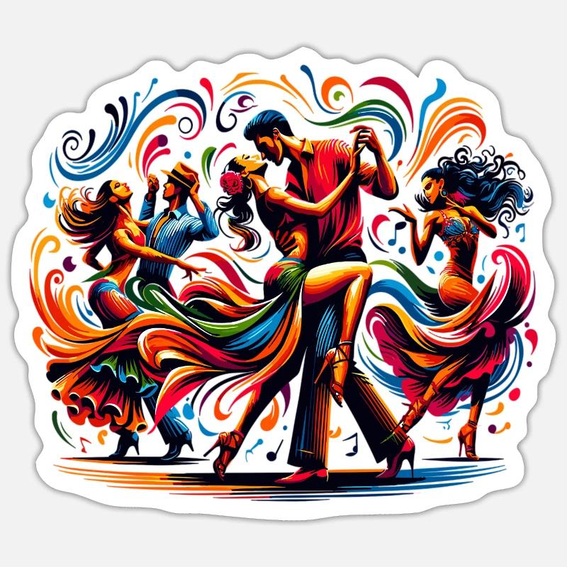 Scène de salsa colorée Sticker taille S (10 x 10 cm)