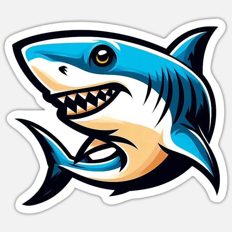 Requin blanc - Sticker taille S (10 x 10 cm) - blanc mat