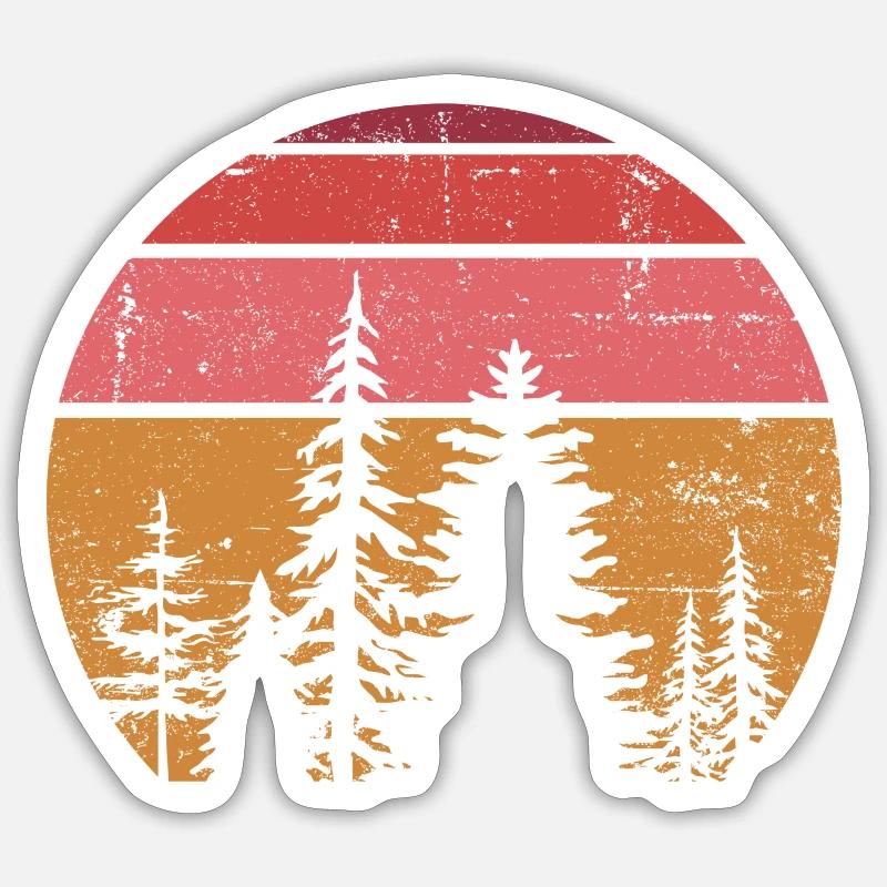 Solar Pine Silhouette - Sticker Größe S (10 x 10 cm) - Mattweiß