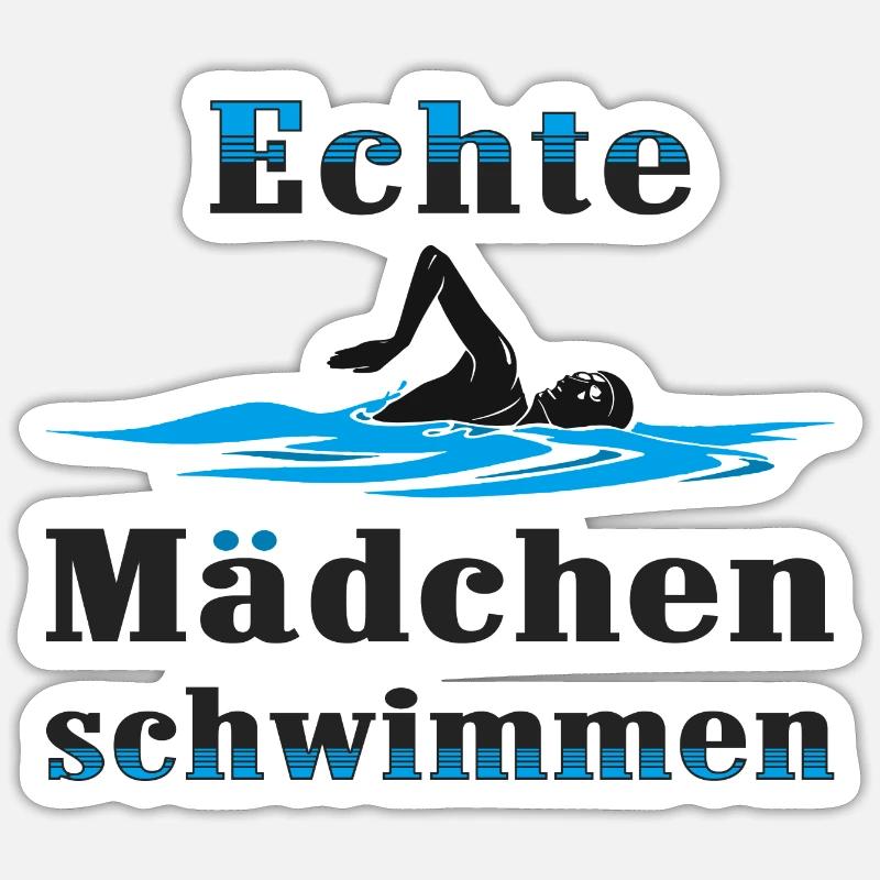 Echte Mädchen schwimmen Sticker Größe S (10 x 10 cm)