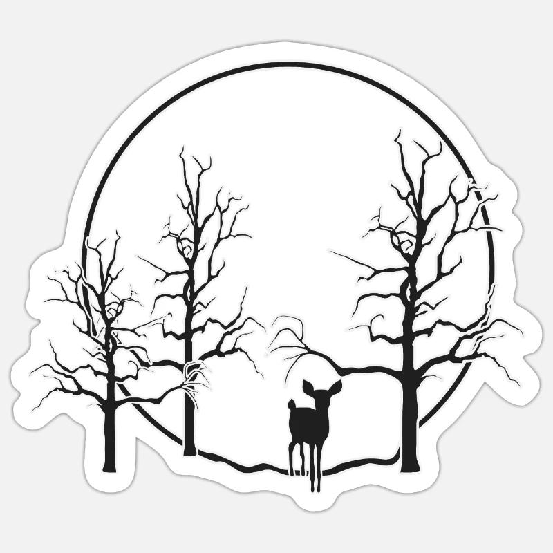 Deer Tree Christmas Sticker size S (10 x 10 cm)