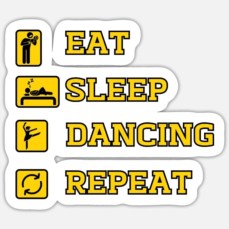 Eat Dancing Repeat - Sticker taille S (10 x 10 cm) - blanc mat
