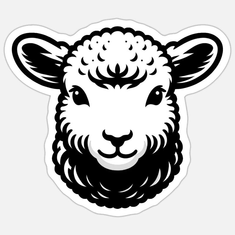 Schaf Lamm - Sticker Größe S (10 x 10 cm) - Mattweiß