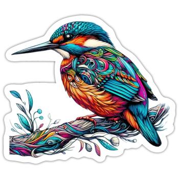 Martin-pêcheur - Sticker taille S (10 x 10 cm) - blanc mat - Devant