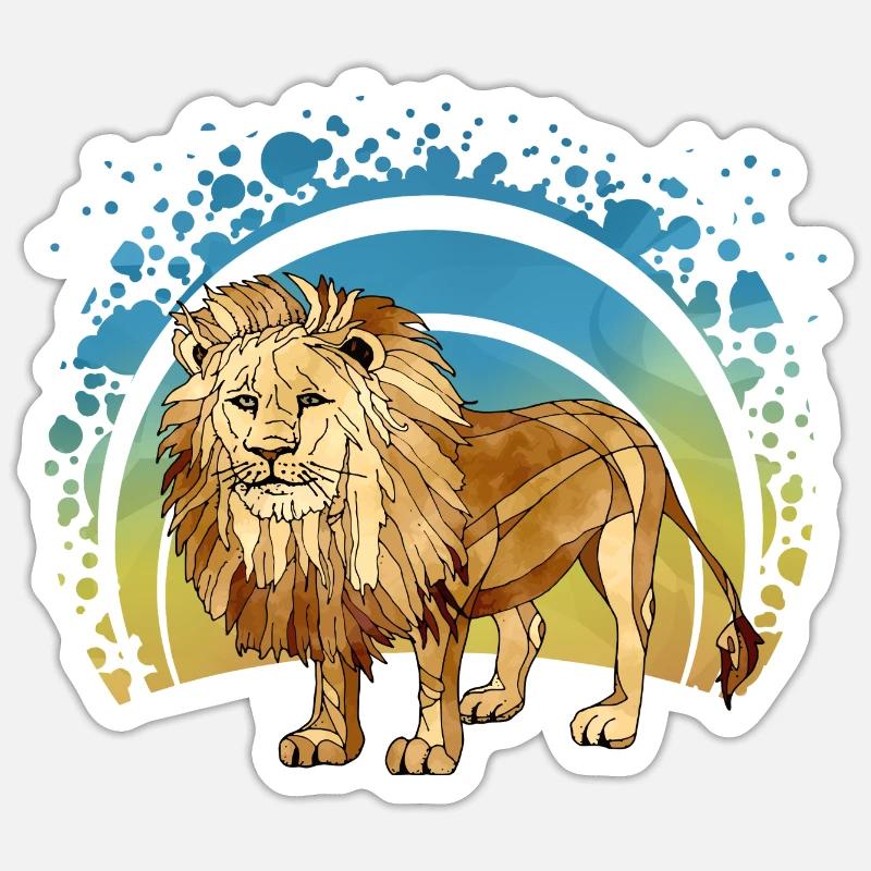 Lion - Sticker taille S (10 x 10 cm) - blanc mat