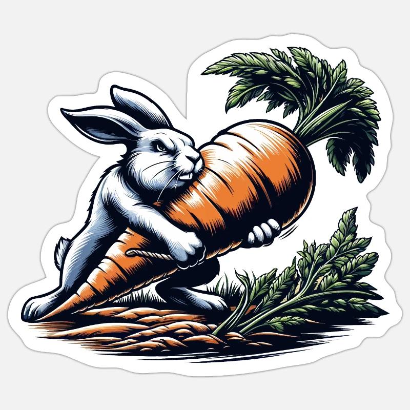 Mauvais lapin - Sticker taille S (10 x 10 cm) - blanc mat