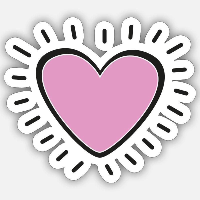 Herz rosa - Sticker Größe S (10 x 10 cm) - Mattweiß