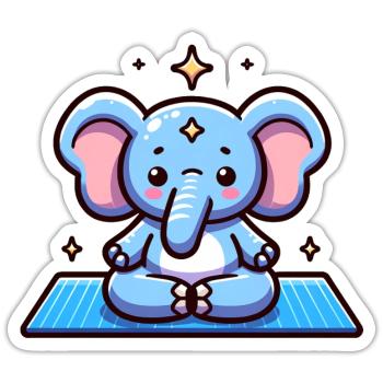 Elephant Yoga Ele-fantastische Yoga Babykleidung - Sticker Größe S (10 x 10 cm) - Mattweiß - Vorne