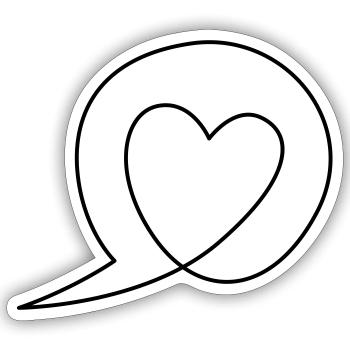 Speech bubble with heart - Sticker size S (10 x 10 cm) - white matte - Front
