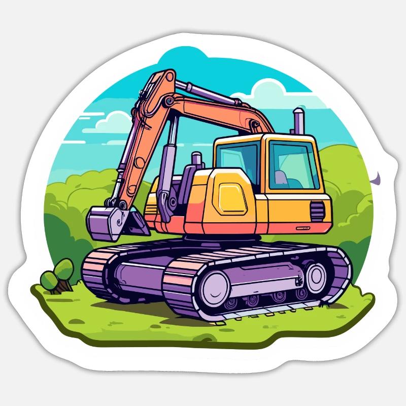 Excavator Construction Site Drawing Sticker size S (10 x 10 cm)