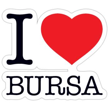 I LOVE BURSA - Sticker Größe S (10 x 10 cm) - Mattweiß - Vorne