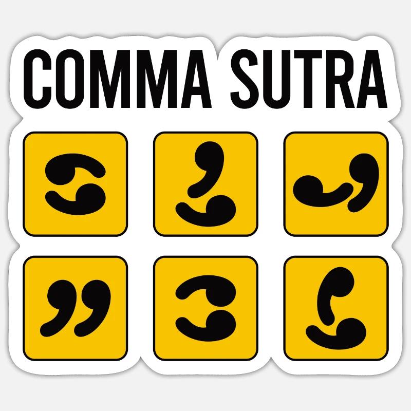 Comma Sutra Funny Sticker size S (10 x 10 cm)