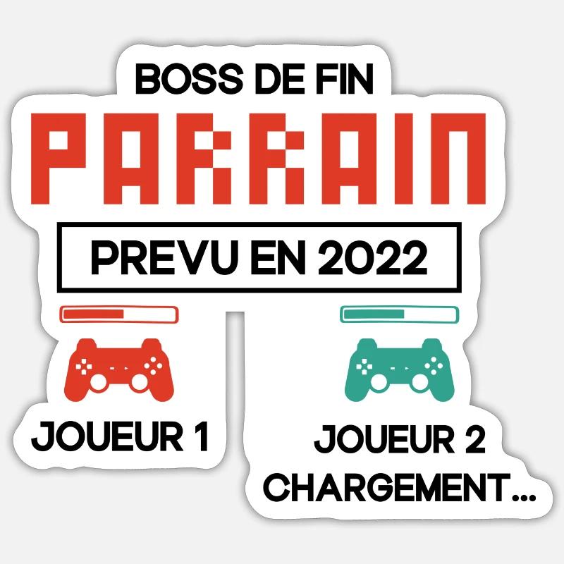 Annonce Grossesse Demande Parrain Originale Geek - Sticker taille S (10 x 10 cm) - blanc mat