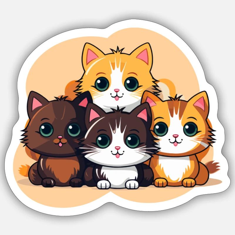 Entzückende Kätzchen - Sticker Größe S (10 x 10 cm) - Mattweiß