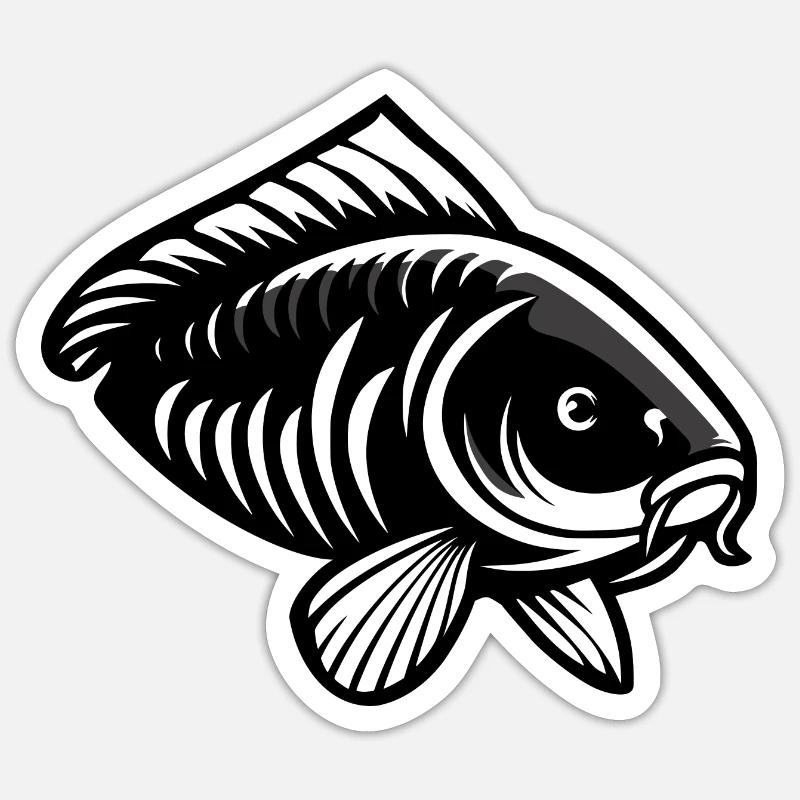 Carpe créative noire - Sticker taille S (10 x 10 cm) - blanc mat