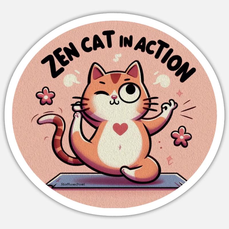 Chat Zen Sticker taille S (10 x 10 cm)