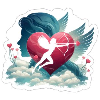 Amor Bogenschütze Herz Kunstwerk - Sticker Größe S (10 x 10 cm) - Mattweiß - Vorne